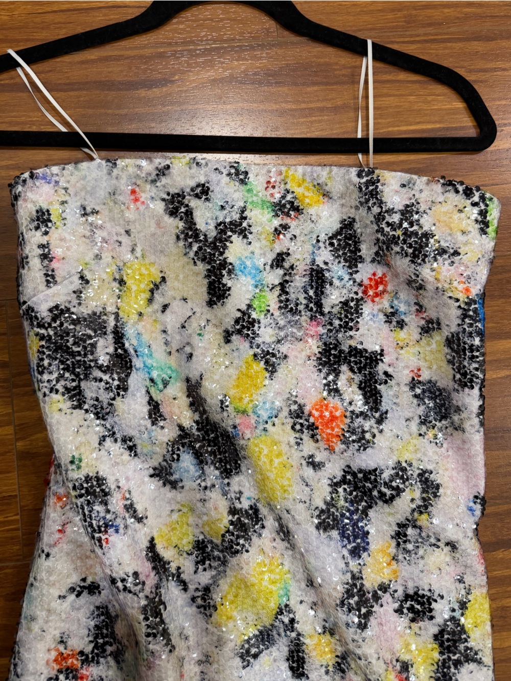 Strapless Sequin Maxi Dress in White Multicolor - Picture 3 of 3
